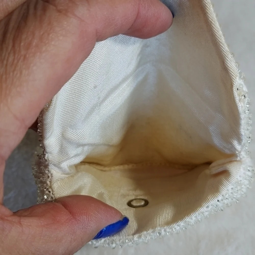 Vintage 50s Lumerd Sparkly White Evening Bag with matching coin purse - Picture 7 of 16